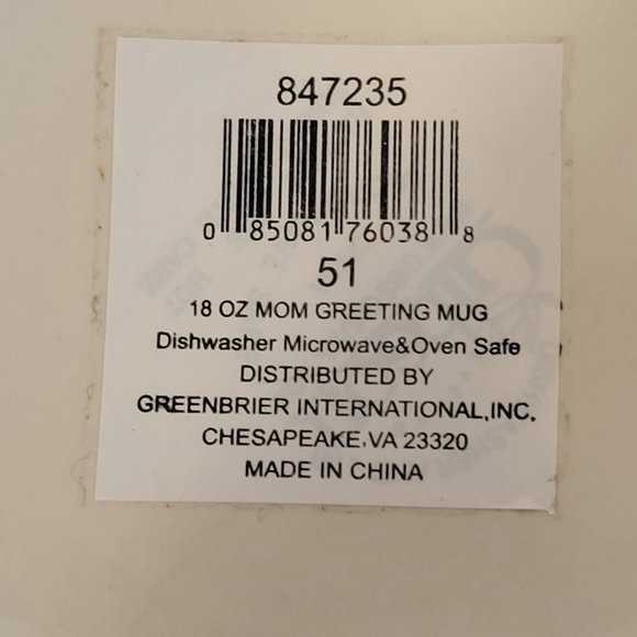 Vintage Greenbrier Intl. Best Mom Ceramic Coffee Mug MOTHER'S DAY - Picture 2 of 6